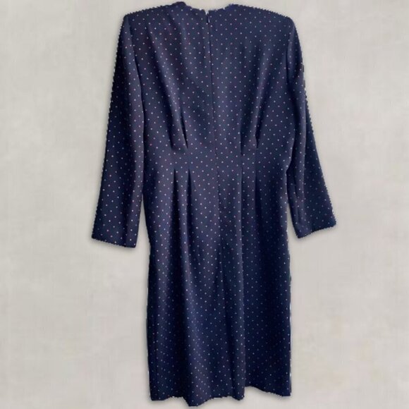 Chaus Red Polka Dot Sheath Dress, Gold Button, Long Sleeve, Size 12 - Picture 3 of 9